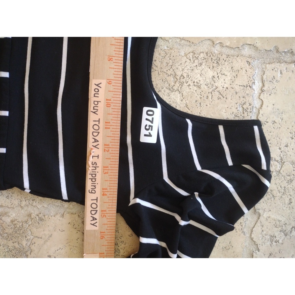 Charlotte Russo Dress Woman Medium Black White Stripes Bodycon Long Sleeves - Picture 8 of 11